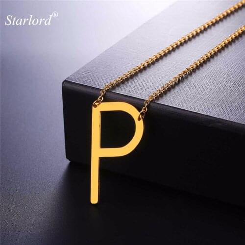 Starlord Letter P Pendants&Necklaces For Women Men Stainless Steel Necklace Personalized Lucky Gift Alphabet Jewelry GP2616