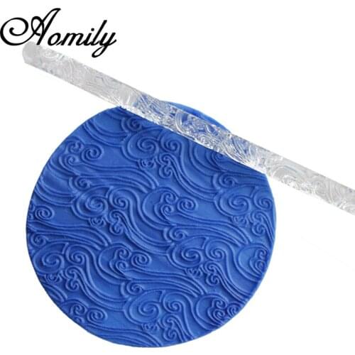 Amoliy Transparent Acrylic Plum Blossom Pattern Rolling Pin Polymer Clay Tool Embossing Cake Decorating Tools Chocolate Mold