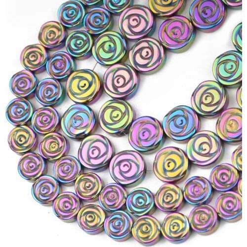 Rose Flower Shape Multicoloured Hematite Natural Stone Loose Spacer Beads For Jewelry Making Diy Bracelet Accessories 6/8/10MM