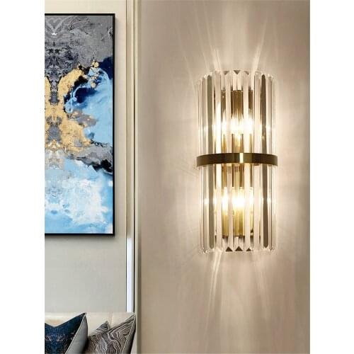 Post Modern Luster Luxury Crystal Wall Lamps European Bedroom Bedside Living Room Wall Lights Background Aisle Staircase Fixture