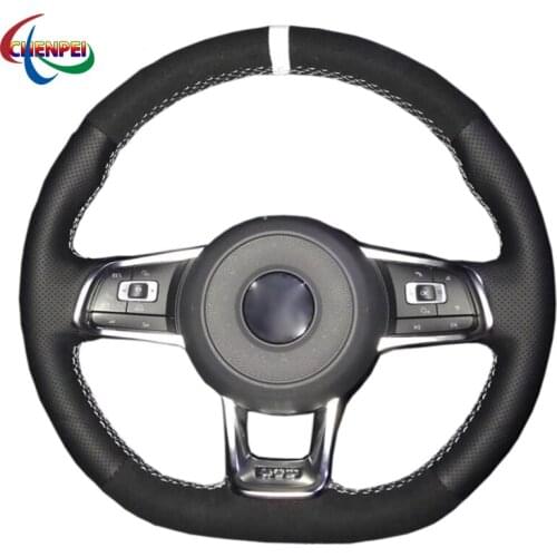DIY Anti-Slip Black Suede Car Steering Wheel Cover For Volkswagen VW Golf 7 GTI Golf R MK7 VW Polo Car Interior Decoration