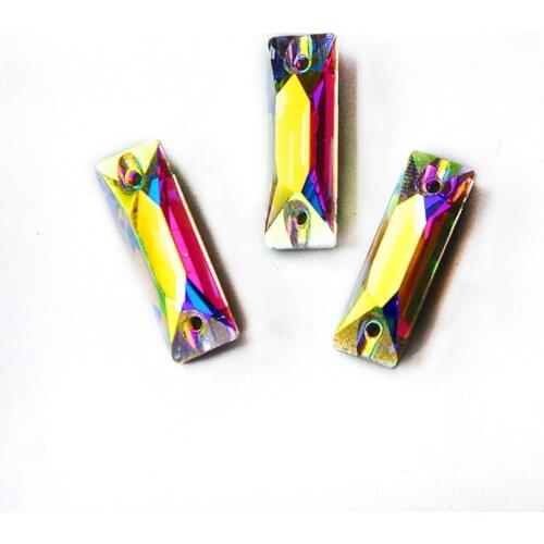 Top 3255-Cosmic Baguette Clear White Crystal 6x18mm 8.5x26mm Sew on Rhiniestone Flatback Crystals Sewing Stones