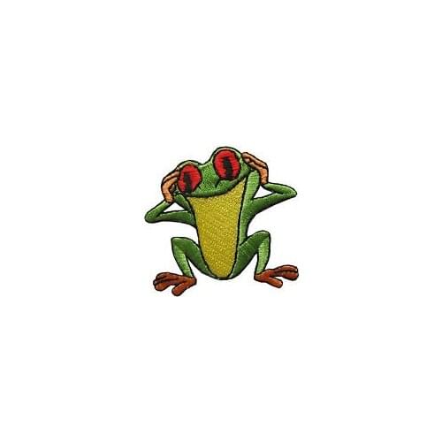 Custom Animal Embroidery Patch high quality customize Embroidery Iron On Thinking Frog Applique Patch low price Embroidery patch