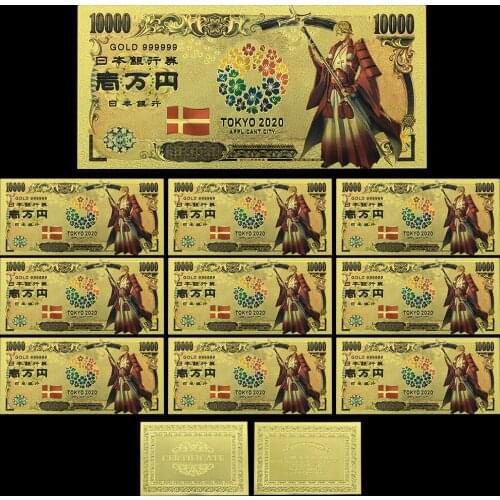 Japan Gold Banknote Tokyo World Flags Comics Cartoon Card 10pcs Switzerland Souvenir Anime Gold Plastic Cards for Collection