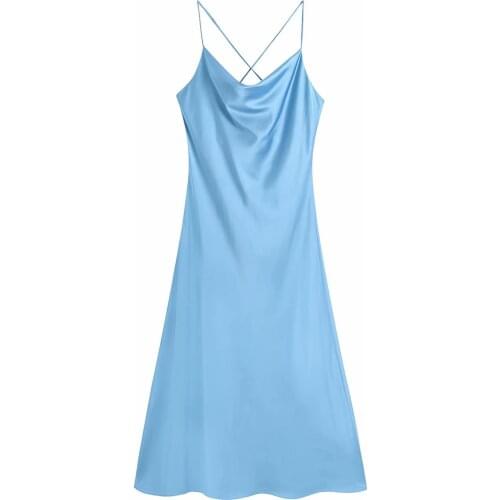 New Women Vogue With Bandage Solid Backless Dress Cross Thin Straps Slash Neck Vintage Female Dresses Woman Robe femme