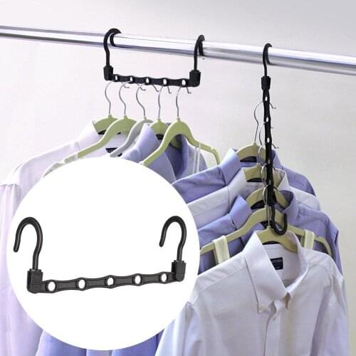 1pc 5 Hole Hanger Windproof Hanger Plastic Wardrobe Organizer Clothes Bedroom Storage Hanging Foldable Rotating Black V2Z0