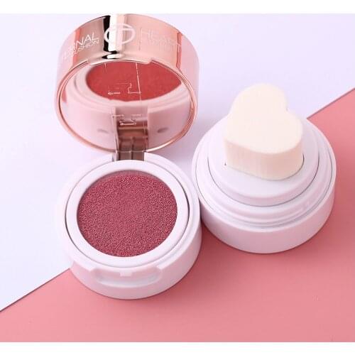 1Pc Air Cushion Blusher Folding Heart Shape Shimmer Blush Rouge Easy To Wear Natural Face Contour Make Up 4 Colors