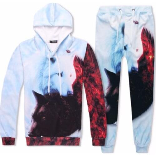 2 Piece Fast Shipping Popular Animal 3D Digital Printing Mens Suit Sweatshirt+SweatPants Outwear Track Mensuit With Cap