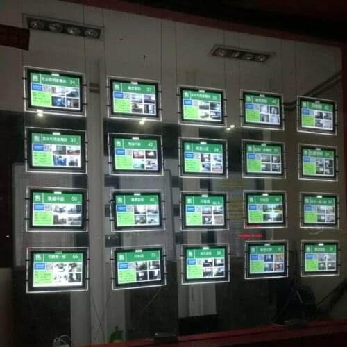 20PCS Real Estate Agent/ Travel Agent Window Landscape Hanging Acrylic LED Display Poster Frame Double Sided A4 Light Boxes