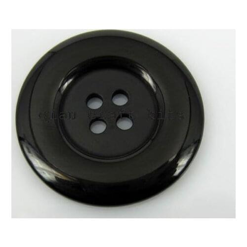 200pcs large big smooth touch glitter Black Four Hole Round Resin Sewing Buttons - 30 mm