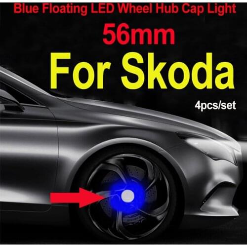 4pcs 56mm Car Accessory Car Wheel Rim Center Caps Led Light Floating Illumination for Octavida Bora Jetta Fabia Superb Yeti