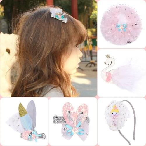Baby Girl Infant Hair Accessory Clothes Hairpin Newborn Clip Headwear Princess Children Cute Bow bowknot Rope crown Lace swan