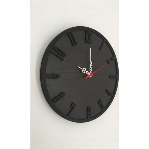 North Designed Tuşpa Black Decorative Wall Clock 30 Cm