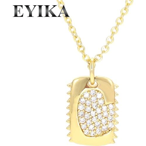 EYIKA New Trendy Half Heart Pendant Necklace Gold Silver Color Zircon Jagged Design Women Colar Charm Party Wedding Gift Jewelry