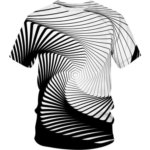 Hot sale Black and white diamond swirl 3D print t-shirt mens Summer Streetwear Fashion Tops leisure short sleeve t-shirts man