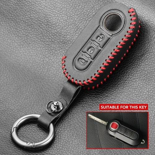 Leather Car Key Cover Case 3 Buttons Remote Auto Folding Flip Key Blanks Case for Fiat 500 Grande Punto Stilo 500x Panda Ducat