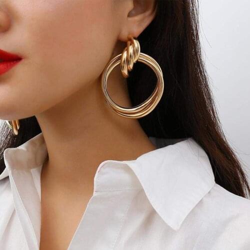 Exaggerated Large ZA Metal Drop Earrings for Women Geometric Trendy Vintage Maxi Dangle Earring Wedding Party Bohemian Jewelry