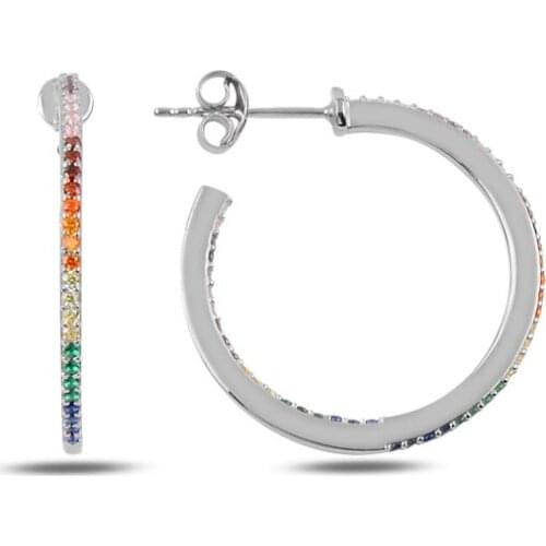 KUTAYDAN Mixed Color Zircon Earrings 925 Sterling Silver