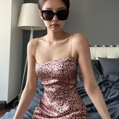 MODX Leopard Print Spaghetti Strap Mini Dress Women Sexy Backless Party Club Clothes Autumn Elegant Sleeveless A-line Dress