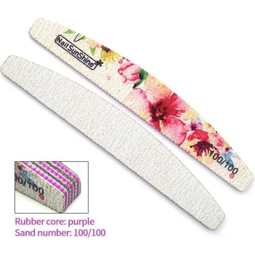 6PCS half-moon-shaped printing sandpaper nail file for polishing and rubbing nail polish with different sand numbers