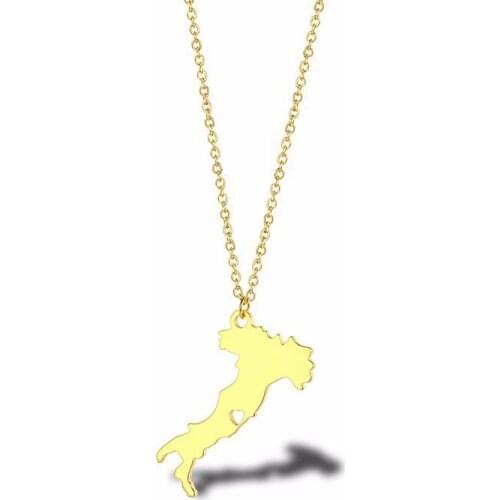 RIR Stainless Steel Italy Map Necklace Capital Rome Europe History Ancient Country Necklace Honeymoon Travel Jewelry Gift