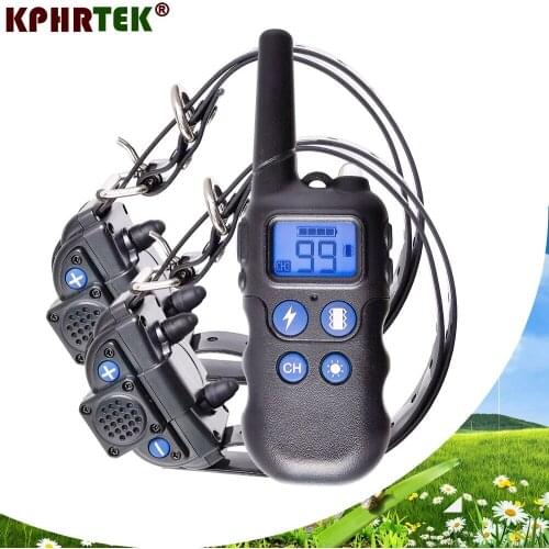 2020 Rechargeable Wakie takie Remote control and Waterproof Receiver Collar For 2 Dogs With 2 Receiver Dog Training collars