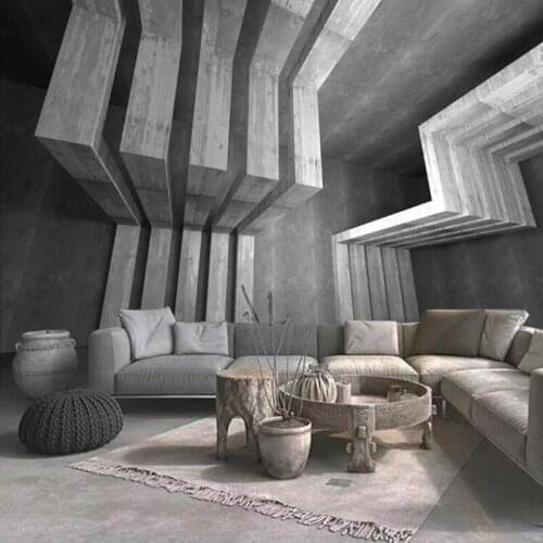 Custom Photo Modern Industrial Style Wallpaper 3D Extended Space Gray Cement Building Mural Wall Painting Living Room Decoration