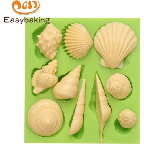 Popular Ocean Marine Animals Seashells and Conchs Silicone Mold Fondant Biscuit Cake Decoration Tool Arts & Crafts Mould