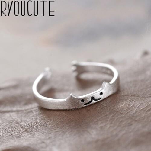 Exaggerated Personality Silver Color Cat Rings for Women Gifts Jewelry Retro Antique Finger Rings