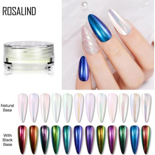 ROSALIND 0.2g Ice Transparent Glitter Powder Aurora Mermaid Mirror Effect Nail Glitter Powder Pigment DIY Beauty Decor