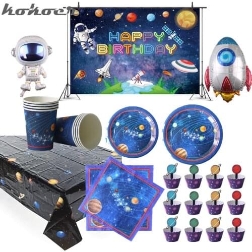 Solar System Outer Space Happy Birthday Banner Garland Planet Outer Space Galaxy Foil Balloon Background clot Party Decorations