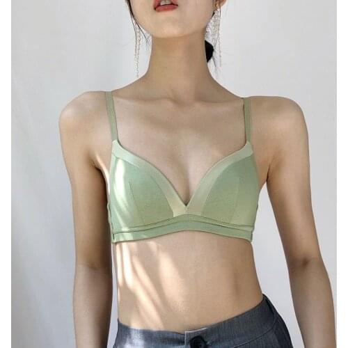 Japanese cute fresh unmarked simple thin underwear girls big breasts show small anti-sagging adjusted breathable student bra