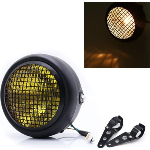 Universal Motorcycle Head Lamp Lampshade Grill Retro Vintage Bracket Mask Mount Headlight for Harley Cafe Racer Bobber Custom
