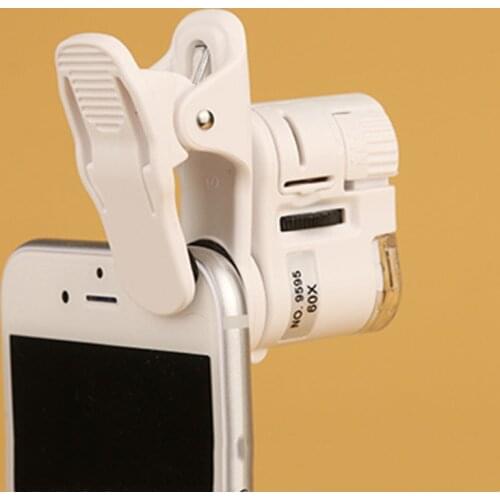 Magnifier 60X Phone Digital Microscope Camera with LED Light Phone Universal Mobile Magnifying Glass Macro Lens Zoom Camera Clip