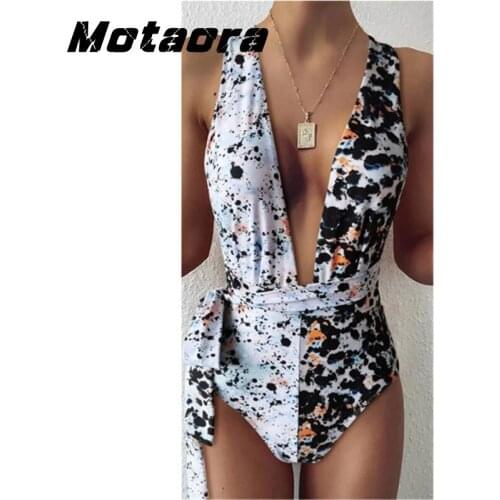 Sexy Deep V Collar One Piece Swimsuit Female Summer Cross Bandage Beachwear Monokini New Backless Bikini Set Bathing Suit Women
