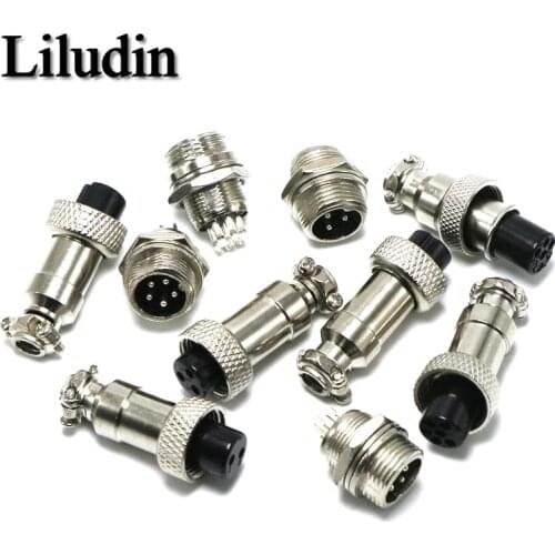 1set GX12 2/3/4/5/6/7 Pin Male + Female 12mm Circular Aviation Socket Plug Wire Panel Connector with Plastic Cap Lid liludin