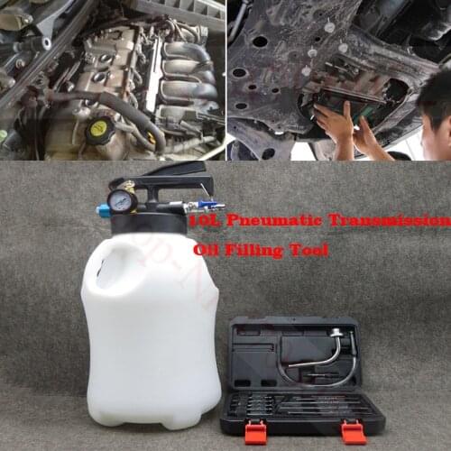 10L Pneumatic Transmission Oil Filling Tool Fluid Extractor Dispenser Refill Pump Tool Kit With 13pcs ATF Adaptor
