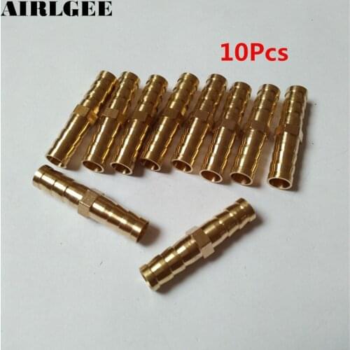 10pcs Brass 8mm OD Equal Straight Barb Fitting Adapter for Pneumatic Air Hose Connectors