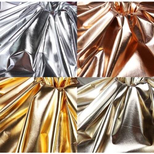 145cm*100cm Gold and silver soft mirror fabric Bright Mirror polyester pongee Thin PU Coated Fabric Waterproof designer fabric