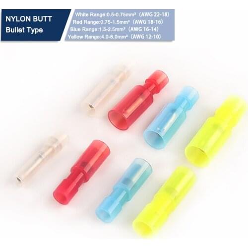 50PCS MPFNY/FRFNY Female and Male Crimp Terminal Electric Insulated Cable Bullet Connector Butt Terminal For Audio Wiring