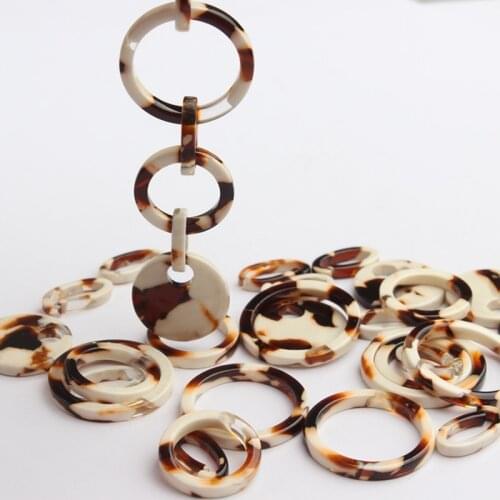 Acetate Resin Geometric Round Circle Charms Connector 10pcs/lot For DIY Chain Tassel Jewelry Making Accessory