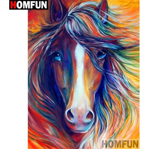 HOMFUN Full Square/Round Drill 5D DIY Diamond Painting "Color horse" 3D Diamond Embroidery Cross Stitch Home Decor A19720