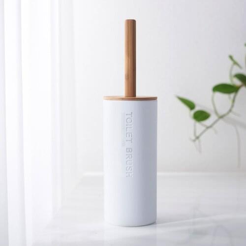 Bamboo Floor-standing Toilet Brush Set with Base Bathroom Toilet Cleaning Brush Holder WC Accessories