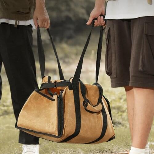 Large Firewood Bag Fireplace Log Carrier Tote Wooden Bag Fire Wood Holder Carrying Firewood Bag for Outdoor Camping Picnic BBQ