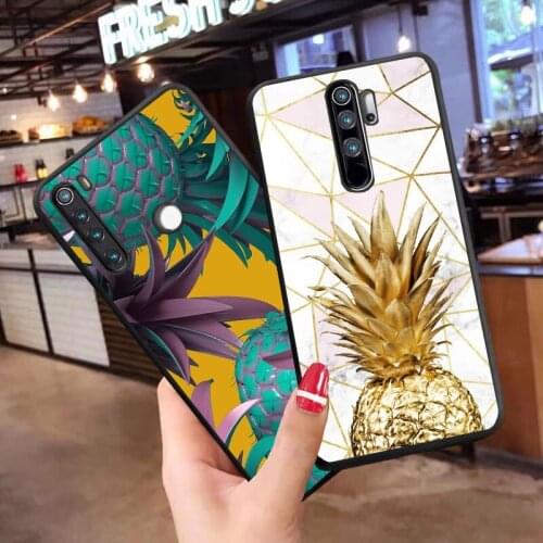 Summer pineapple flowers Beach Shells Starfish black TPU soft phone casefor XiaoMi5X Mi6X MiA2Lite Mi A3 Mi8 Mi9 Mi10 Note10