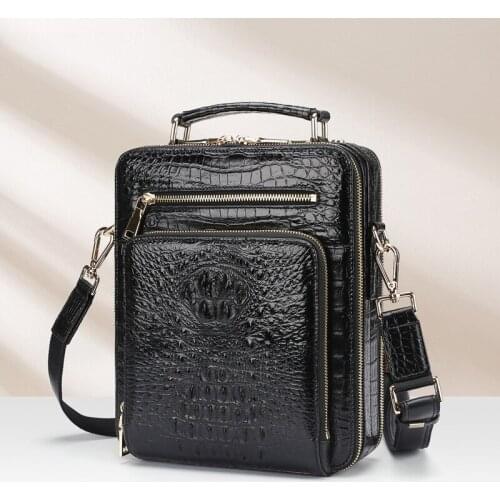Mens single shoulder bag light luxury100% crocodile leather mens bag Single Shoulder Satchel Handbag business briefcase