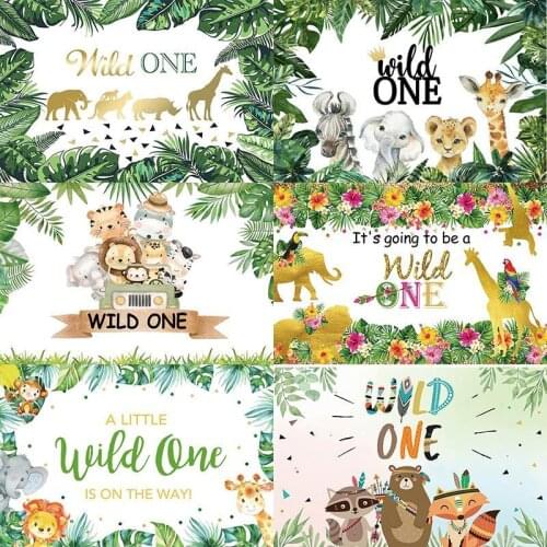 Wild One Backdrop Boy Jungle Safari Custom Kids Baby Shower Happy Birthday Party Decoration Photography Backgrounds Banner