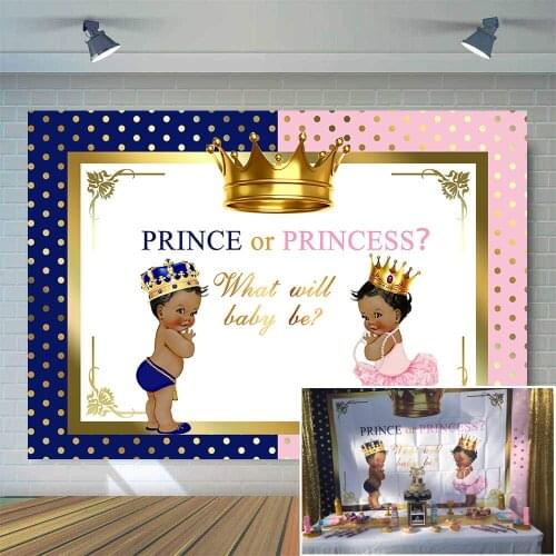 Mehofoto Boy and Girl Backdrop for Photography Prince or Princess Photo Background Royal Gold Crown Backdrops Prop Supplies 942