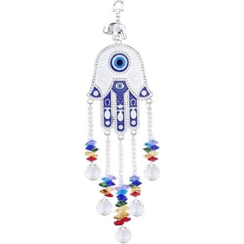 TUMBEELLUWA Reiki Healing Wind Chimes Silver Color Palm Hand Liuli Glass Hanging Ornaents Room Decor Home Office Ornaments