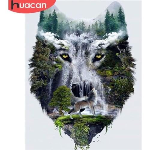 HUACAN DIY Diamond Painting 5d Wolf Animal Full Square/Round Diamond Embroidery Sale Landscape Handicraft Home Decor Kits